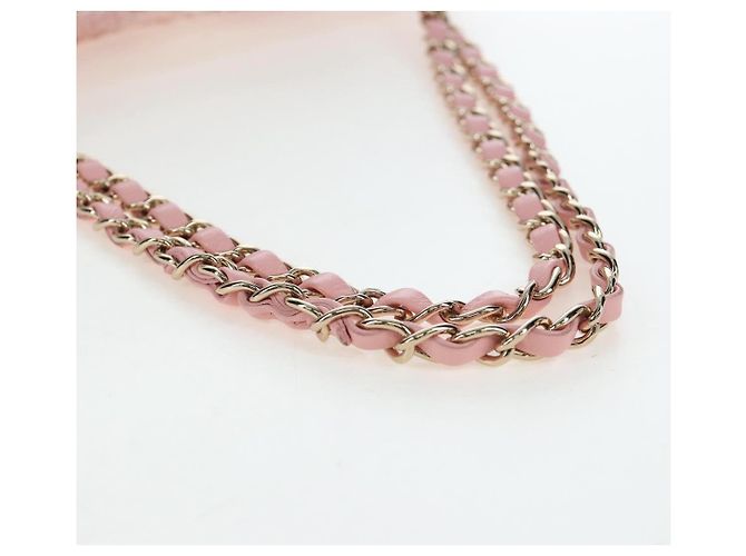 Borsa CHANEL Double Flap Chain Matelasse 25 Tweed Pink Gold CC Auth BA15645SM Rosa D'oro - vista 7