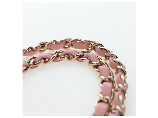 Borsa CHANEL Double Flap Chain Matelasse 25 Tweed Pink Gold CC Auth BA15645SM Rosa D'oro - vista 8