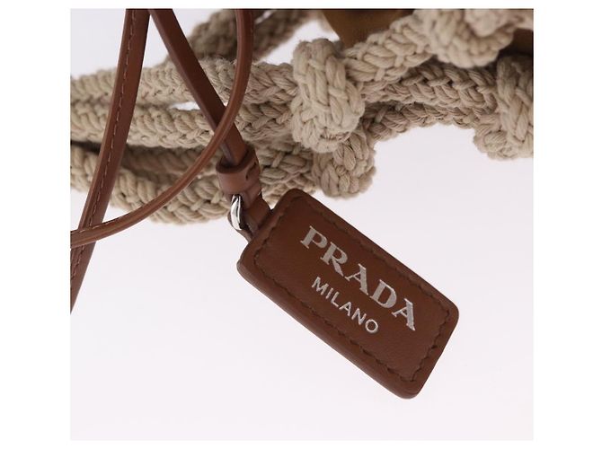 PRADA Tote Bag aus Strickstoffen Beige Silver Auth 202904SAM Silber - Ansicht 19