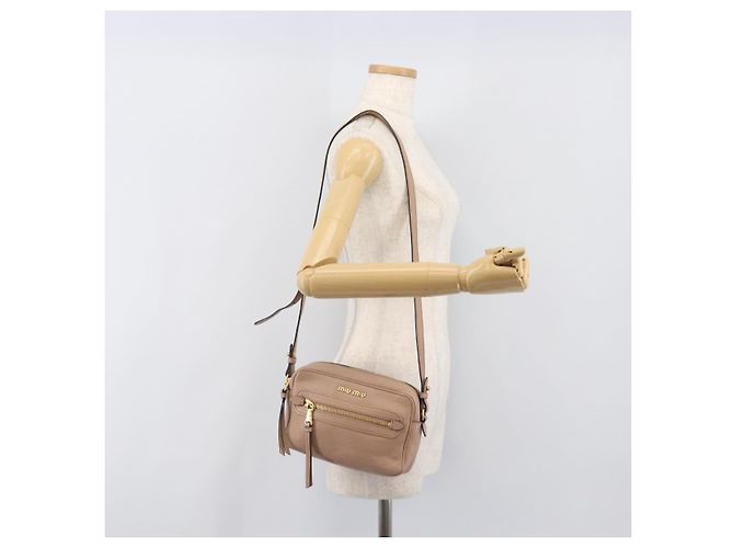 Borsa a tracolla Miu Miu in pelle beige e oro autentica 202924A D'oro - vista 25