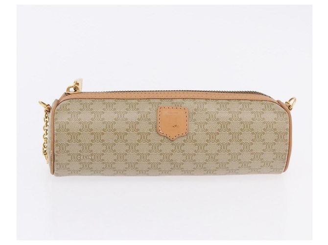 Céline CELINE Macadam Canvas Schultertasche PVC Beige Gold Auth 199837V Golden - Ansicht 23