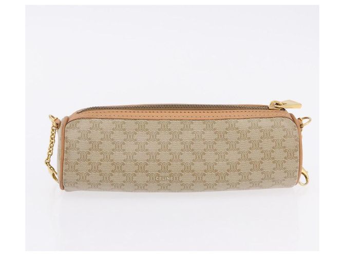 Céline CELINE Macadam Canvas Schultertasche PVC Beige Gold Auth 199837V Golden - Ansicht 24