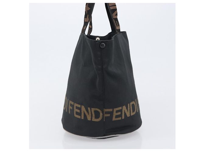 Borsa a mano FENDI Canvas Black Brown Auth 199832 Marrone Nero - vista 3
