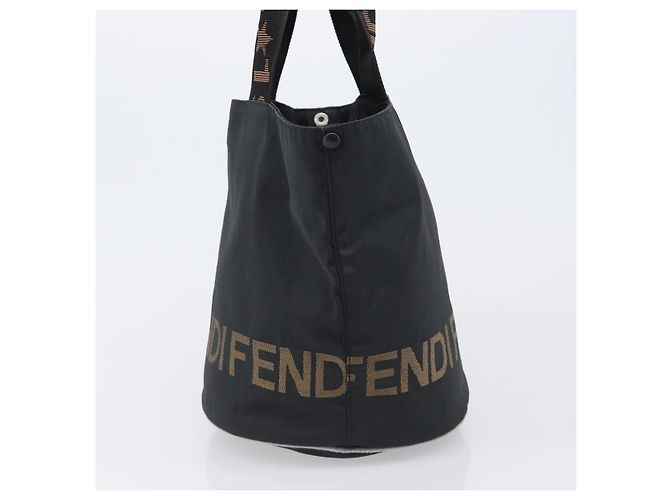 Borsa a mano FENDI Canvas Black Brown Auth 199832 Marrone Nero - vista 4