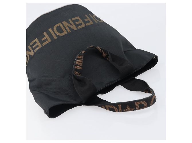 Borsa a mano FENDI Canvas Black Brown Auth 199832 Marrone Nero - vista 6