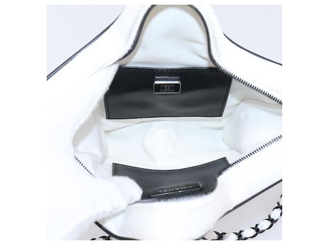 Borsa a tracolla con catena CHANEL Matelasse Raso Bianco CC Auth 200773SM - vista 10