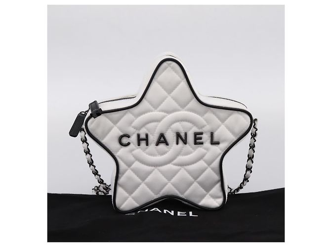 Borsa a tracolla con catena CHANEL Matelasse Raso Bianco CC Auth 200773SM - vista 12
