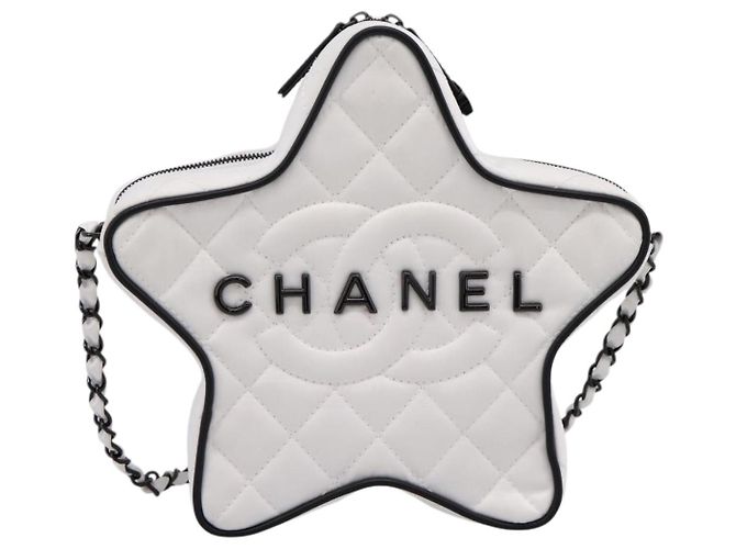 Borsa a tracolla con catena CHANEL Matelasse Raso Bianco CC Auth 200773SM - vista 13