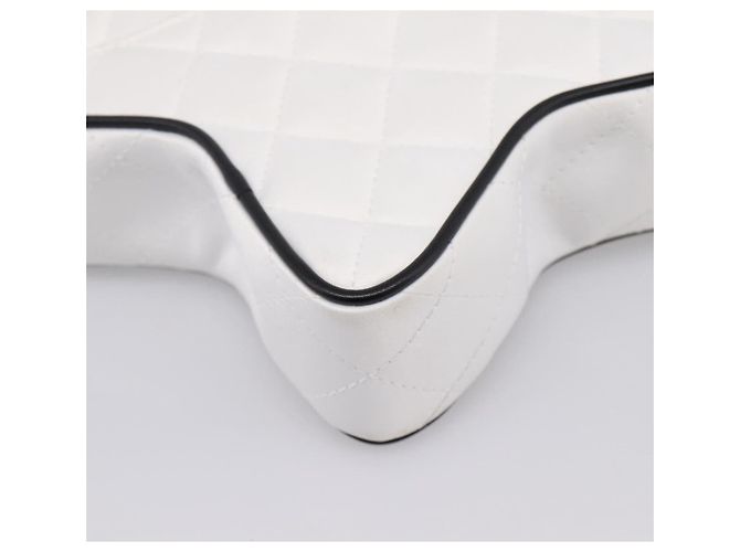 Borsa a tracolla con catena CHANEL Matelasse Raso Bianco CC Auth 200773SM - vista 17