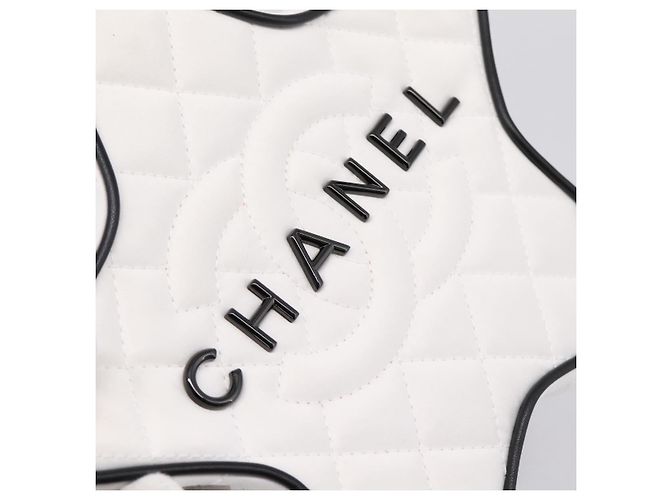 Borsa a tracolla con catena CHANEL Matelasse Raso Bianco CC Auth 200773SM - vista 18