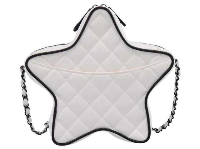 Borsa a tracolla con catena CHANEL Matelasse Raso Bianco CC Auth 200773SM - vista 2