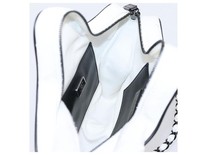 Borsa a tracolla con catena CHANEL Matelasse Raso Bianco CC Auth 200773SM - vista 20