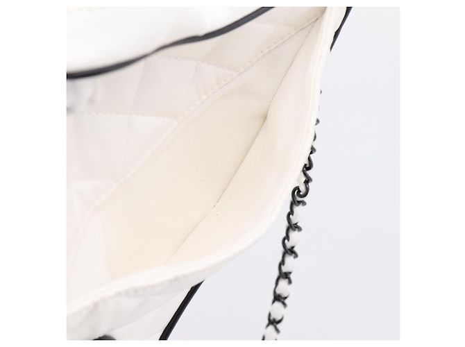 Borsa a tracolla con catena CHANEL Matelasse Raso Bianco CC Auth 200773SM - vista 24