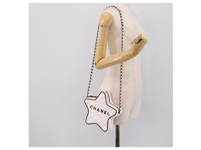 Borsa a tracolla con catena CHANEL Matelasse Raso Bianco CC Auth 200773SM - vista 25