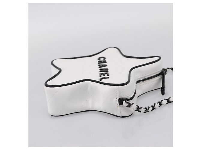 Borsa a tracolla con catena CHANEL Matelasse Raso Bianco CC Auth 200773SM - vista 4