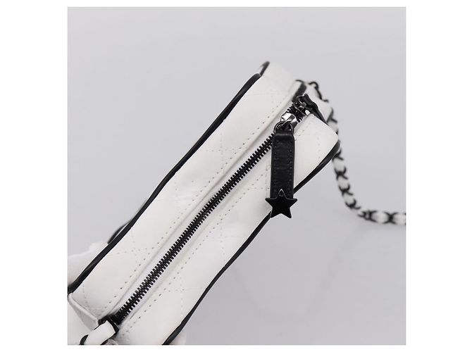 Borsa a tracolla con catena CHANEL Matelasse Raso Bianco CC Auth 200773SM - vista 6