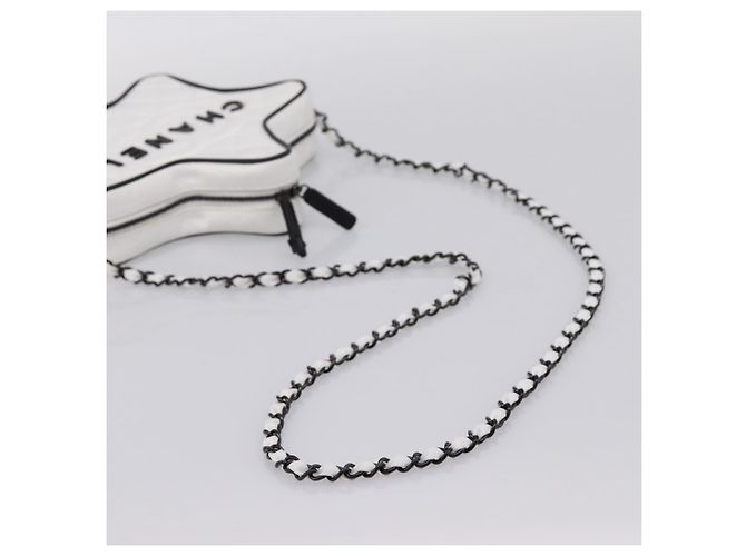 Borsa a tracolla con catena CHANEL Matelasse Raso Bianco CC Auth 200773SM - vista 7