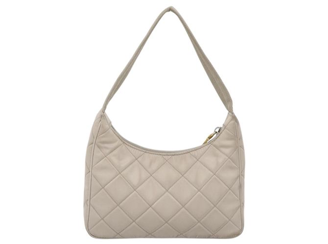 Bolso de mano PRADA Nylon Beige Gold Auth 203797A Dorado - vista 2