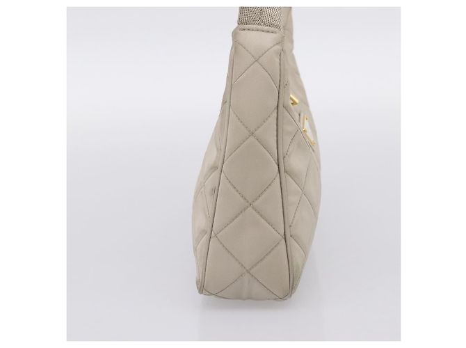 Bolso de mano PRADA Nylon Beige Gold Auth 203797A Dorado - vista 4