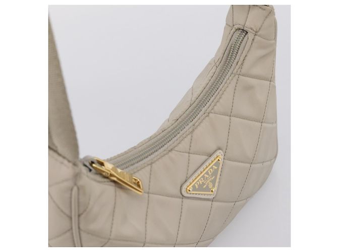 Bolso de mano PRADA Nylon Beige Gold Auth 203797A Dorado - vista 6