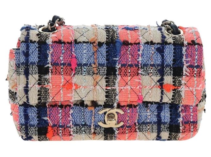 Borsa a tracolla CHANEL Chain Matelasse 20 Tweed Orange Gold CC Auth BA15643SM - vista 13