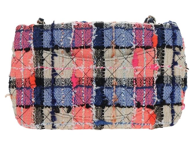 Borsa a tracolla CHANEL Chain Matelasse 20 Tweed Orange Gold CC Auth BA15643SM - vista 2