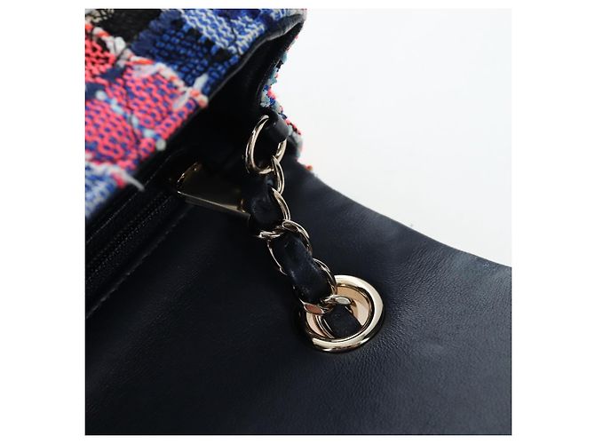 Borsa a tracolla CHANEL Chain Matelasse 20 Tweed Orange Gold CC Auth BA15643SM - vista 21