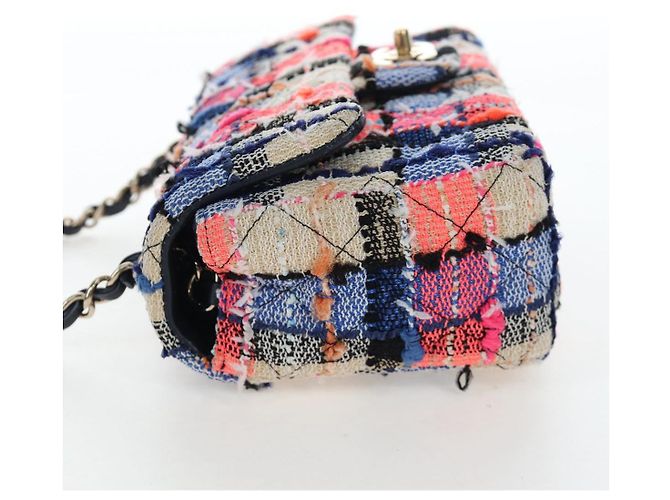 Borsa a tracolla CHANEL Chain Matelasse 20 Tweed Orange Gold CC Auth BA15643SM - vista 3