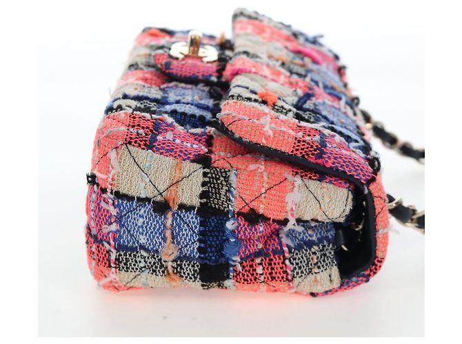 Borsa a tracolla CHANEL Chain Matelasse 20 Tweed Orange Gold CC Auth BA15643SM - vista 4