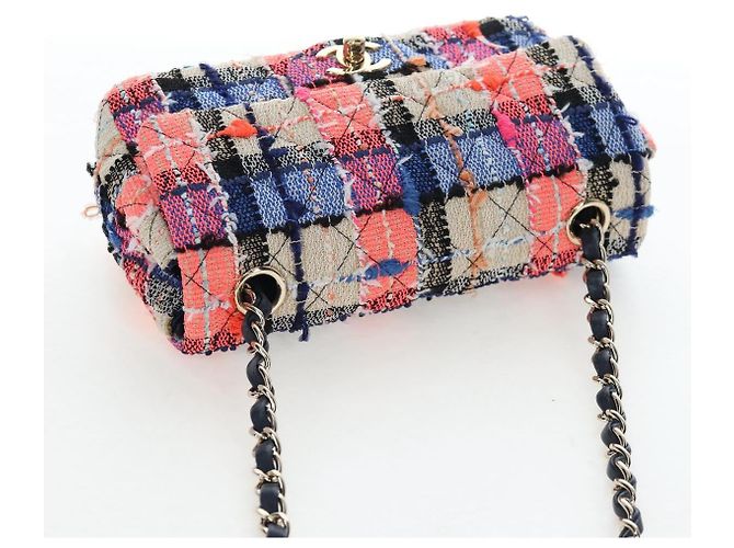 Borsa a tracolla CHANEL Chain Matelasse 20 Tweed Orange Gold CC Auth BA15643SM - vista 6