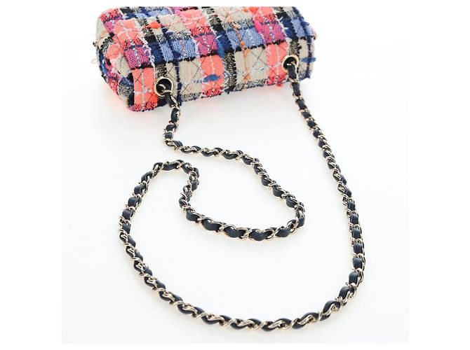 Borsa a tracolla CHANEL Chain Matelasse 20 Tweed Orange Gold CC Auth BA15643SM - vista 7