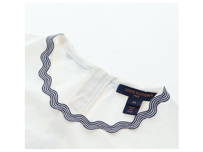 LOUIS VUITTON Top sin mangas de algodón Blanco Azul LV Auth 202320M - vista 12