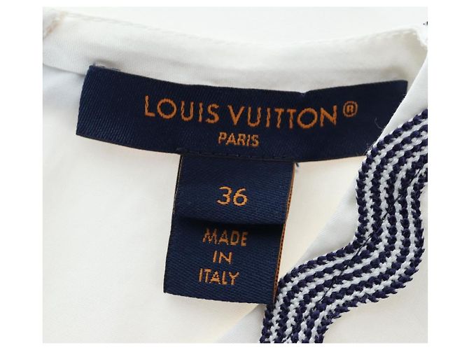 LOUIS VUITTON Top sin mangas de algodón Blanco Azul LV Auth 202320M - vista 13