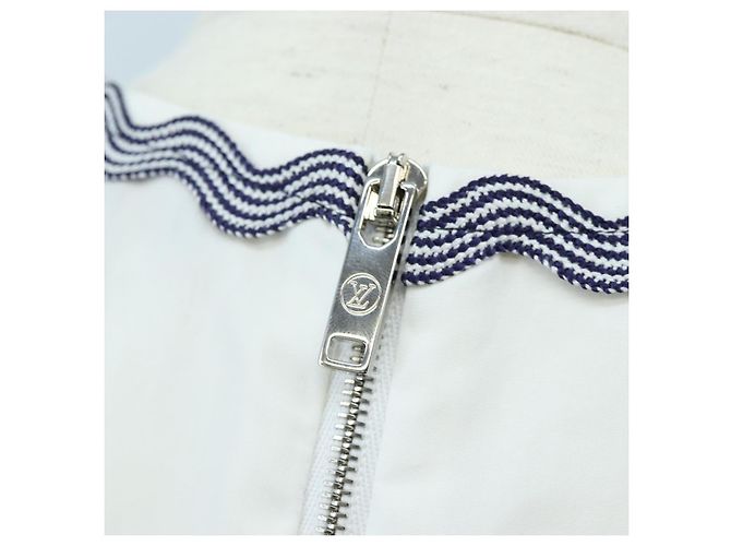 LOUIS VUITTON Top sin mangas de algodón Blanco Azul LV Auth 202320M - vista 5