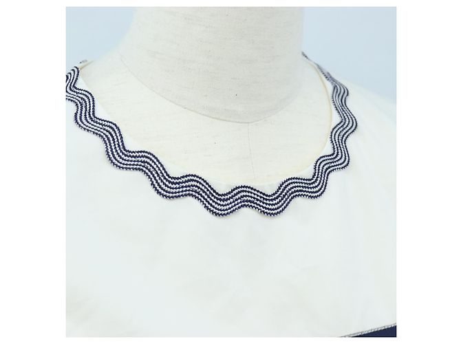 LOUIS VUITTON Top sin mangas de algodón Blanco Azul LV Auth 202320M - vista 8