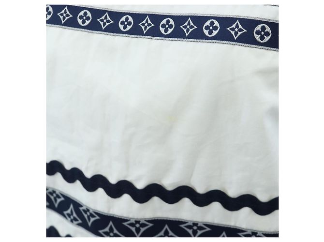 LOUIS VUITTON Top sin mangas de algodón Blanco Azul LV Auth 202320M - vista 9