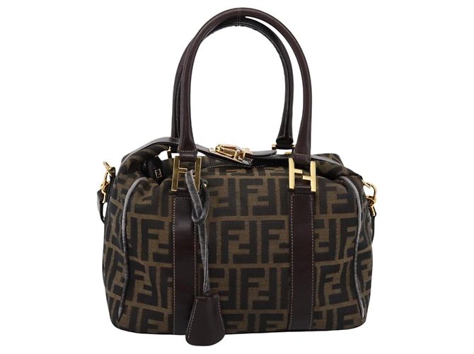 Borsa a mano FENDI Zucca Canvas 2way Brown Gold Auth 202934 Marrone D'oro - vista 13