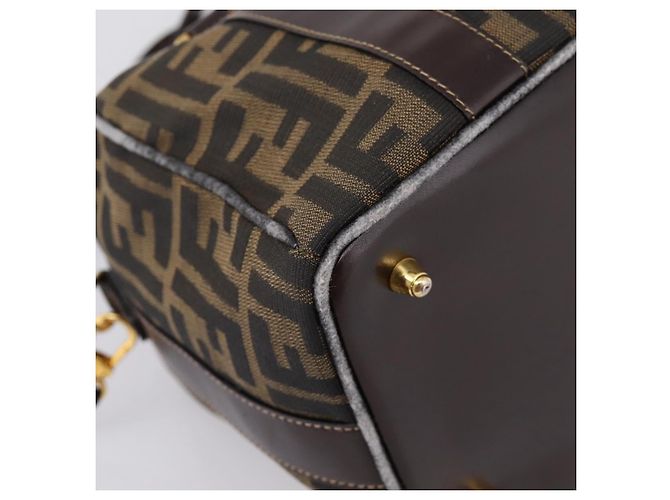 Borsa a mano FENDI Zucca Canvas 2way Brown Gold Auth 202934 Marrone D'oro - vista 18