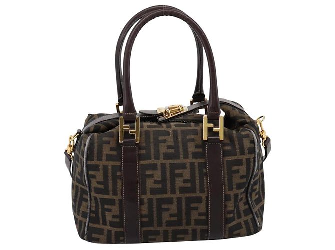 Borsa a mano FENDI Zucca Canvas 2way Brown Gold Auth 202934 Marrone D'oro - vista 2