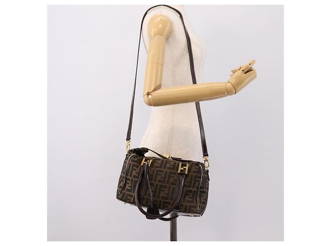 Borsa a mano FENDI Zucca Canvas 2way Brown Gold Auth 202934 Marrone D'oro - vista 26