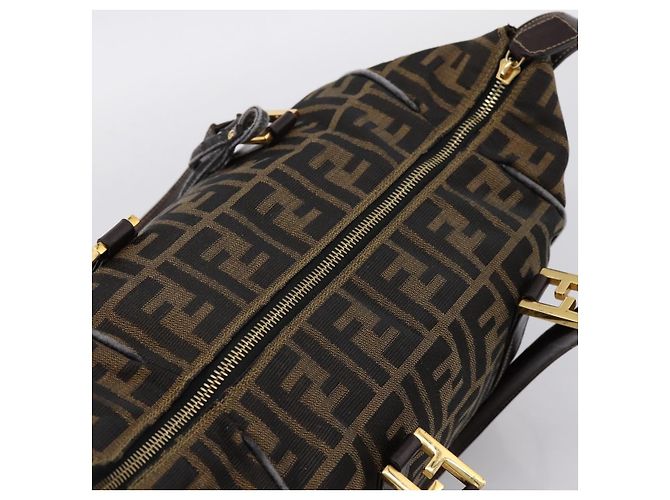 Borsa a mano FENDI Zucca Canvas 2way Brown Gold Auth 202934 Marrone D'oro - vista 9