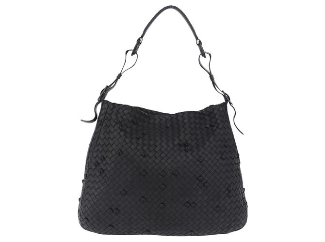Borsa a tracolla BOTTEGA VENETA INTRECCIATO in pelle nera e oro 125263 Auth 200439V Nero D'oro - vista 13
