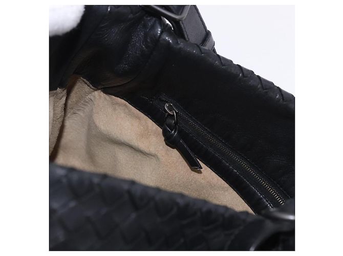 Borsa a tracolla BOTTEGA VENETA INTRECCIATO in pelle nera e oro 125263 Auth 200439V Nero D'oro - vista 19