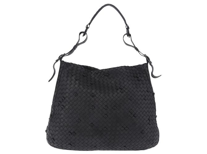 Borsa a tracolla BOTTEGA VENETA INTRECCIATO in pelle nera e oro 125263 Auth 200439V Nero D'oro - vista 2