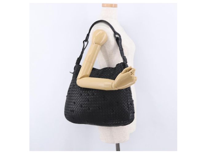 Borsa a tracolla BOTTEGA VENETA INTRECCIATO in pelle nera e oro 125263 Auth 200439V Nero D'oro - vista 21
