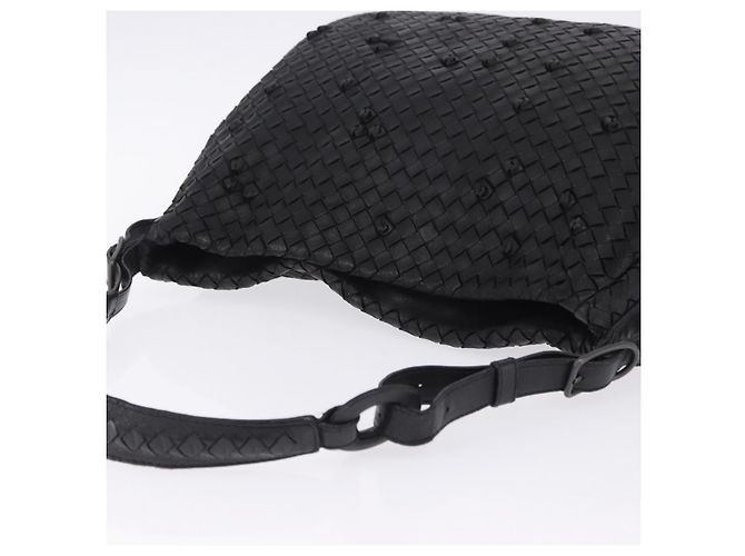 Borsa a tracolla BOTTEGA VENETA INTRECCIATO in pelle nera e oro 125263 Auth 200439V Nero D'oro - vista 6