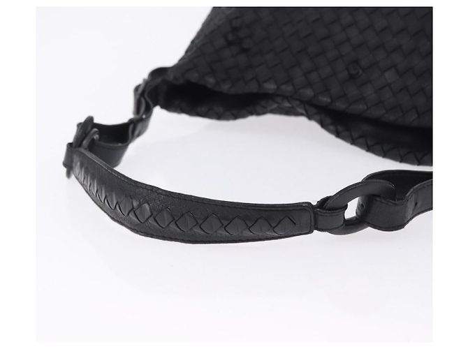 Borsa a tracolla BOTTEGA VENETA INTRECCIATO in pelle nera e oro 125263 Auth 200439V Nero D'oro - vista 7