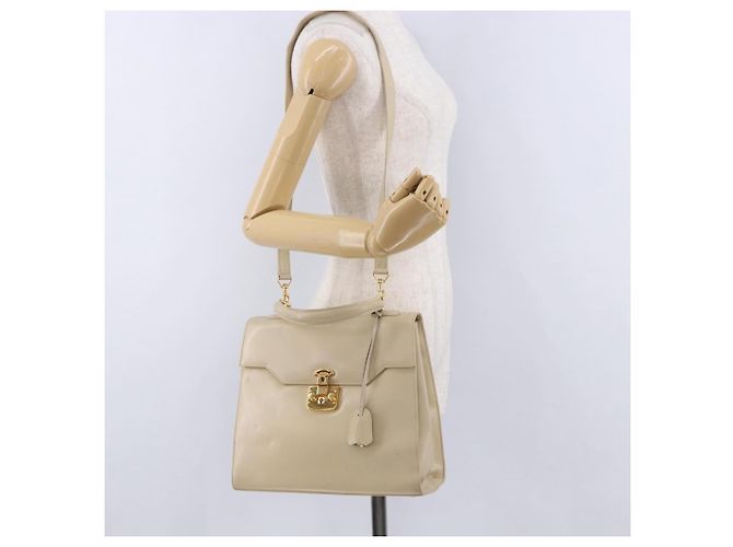 Borsa a mano GUCCI in pelle 2way Beige Gold Auth 197623 D'oro - vista 31