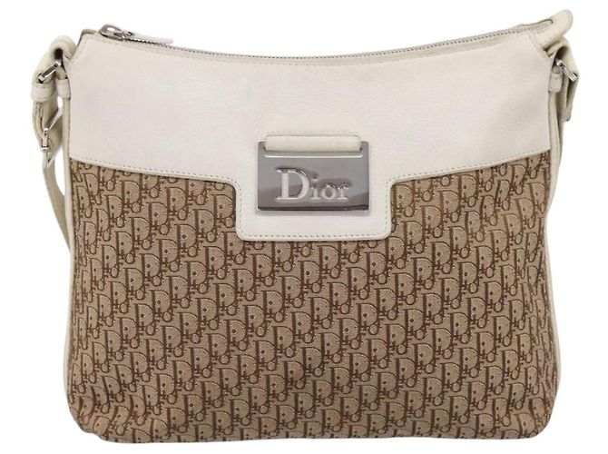Borsa a tracolla Christian Dior Trotter Canvas Beige Silver Auth ka6062A Argento - vista 13
