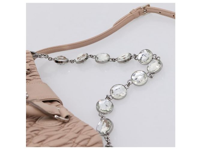 Borsa a tracolla Miu Miu Matelassé con catena in pelle 2way Rosa Argento Auth 202582V - vista 15